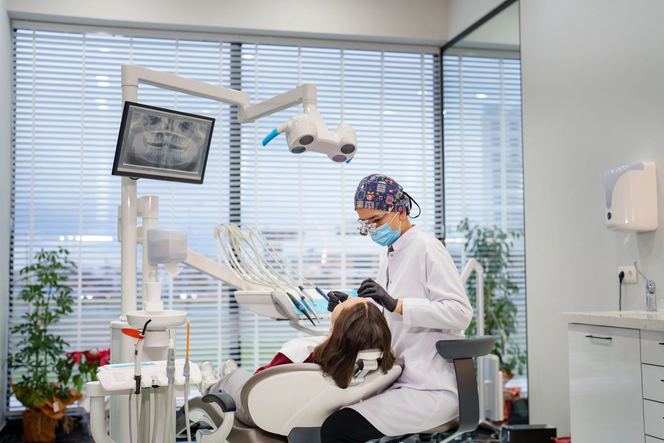Urgent dental treatment being provided to a patient in a clinic